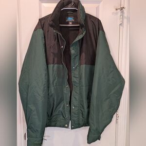 Tri-Mountain Fleece Lined Hooded Jacket Green Black Men’s XLT Outdoor Work Coat